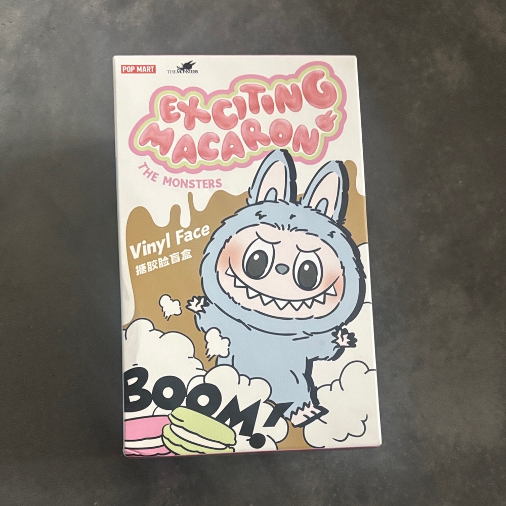 Pop mart labubu the monsters exciting macaron sesame bean vinyl plush keychain